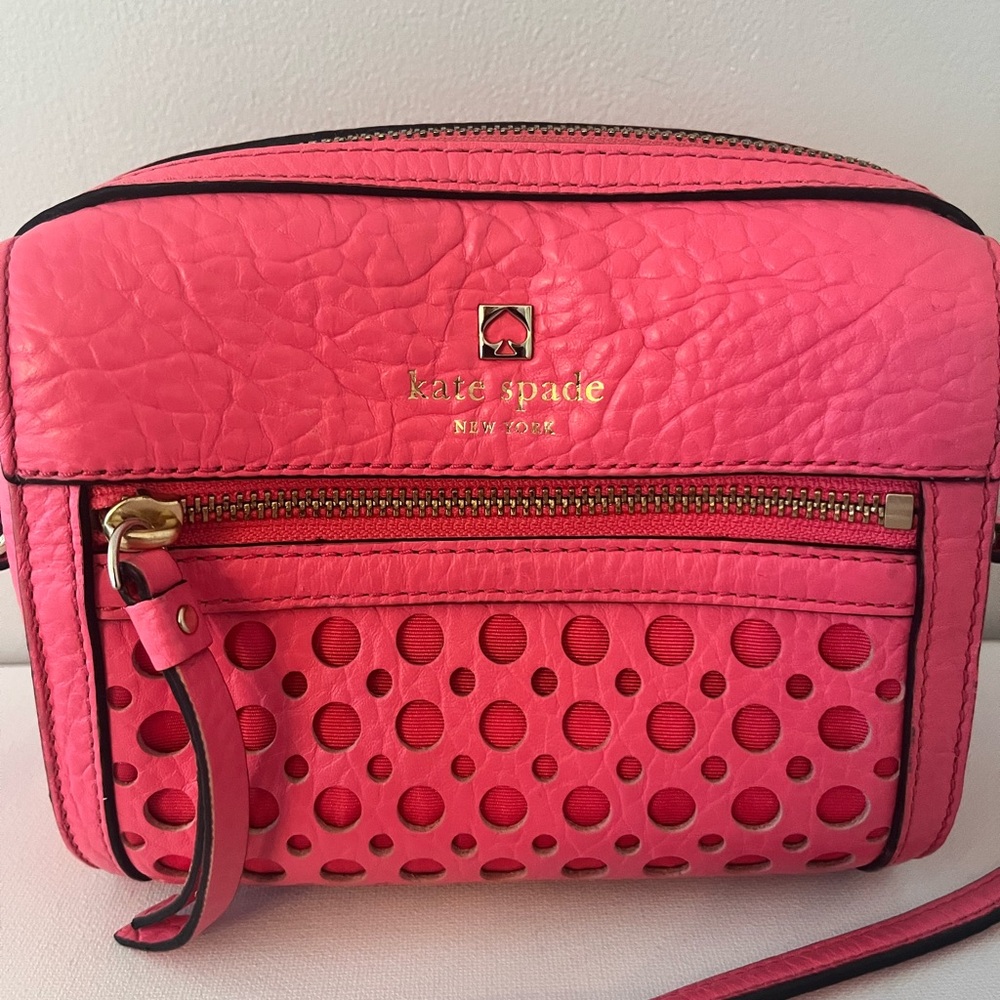 Kate Spade Vibrant Pink Coral Textured Crossbody Bag